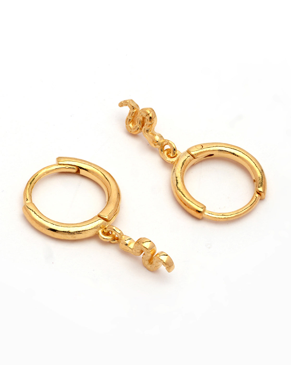 18kt Gold Plated Dangling Snake Hoop Earring