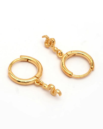 18kt Gold Plated Dangling Snake Hoop Earring