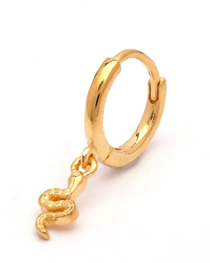 18kt Gold Plated Dangling Snake Hoop Earring