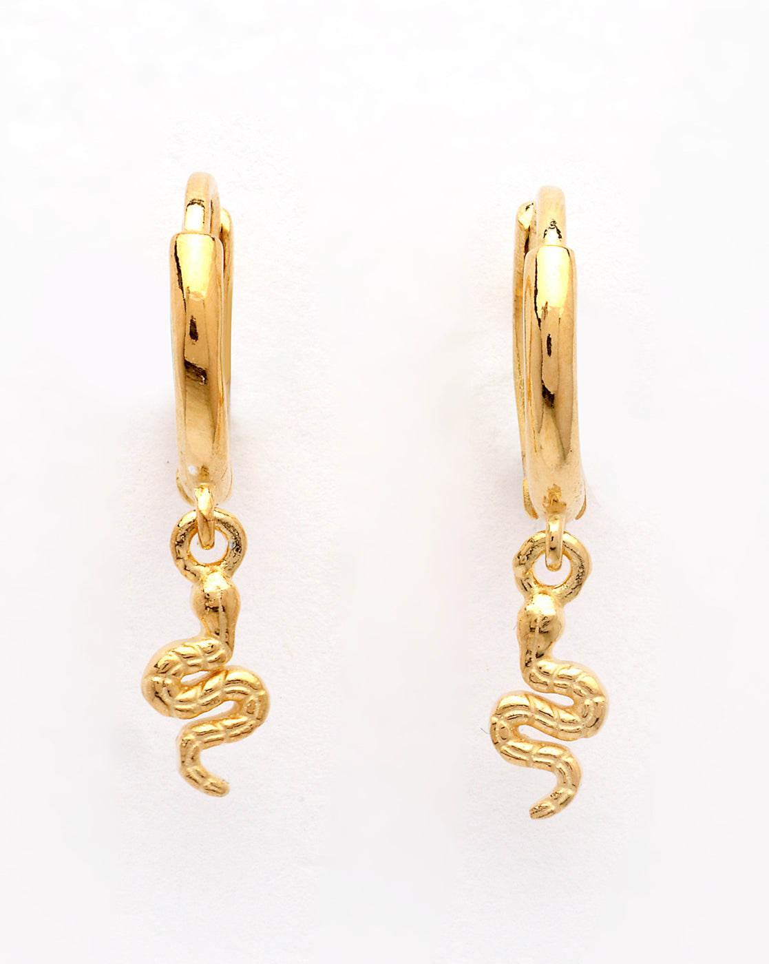 18kt Gold Plated Dangling Snake Hoop Earring