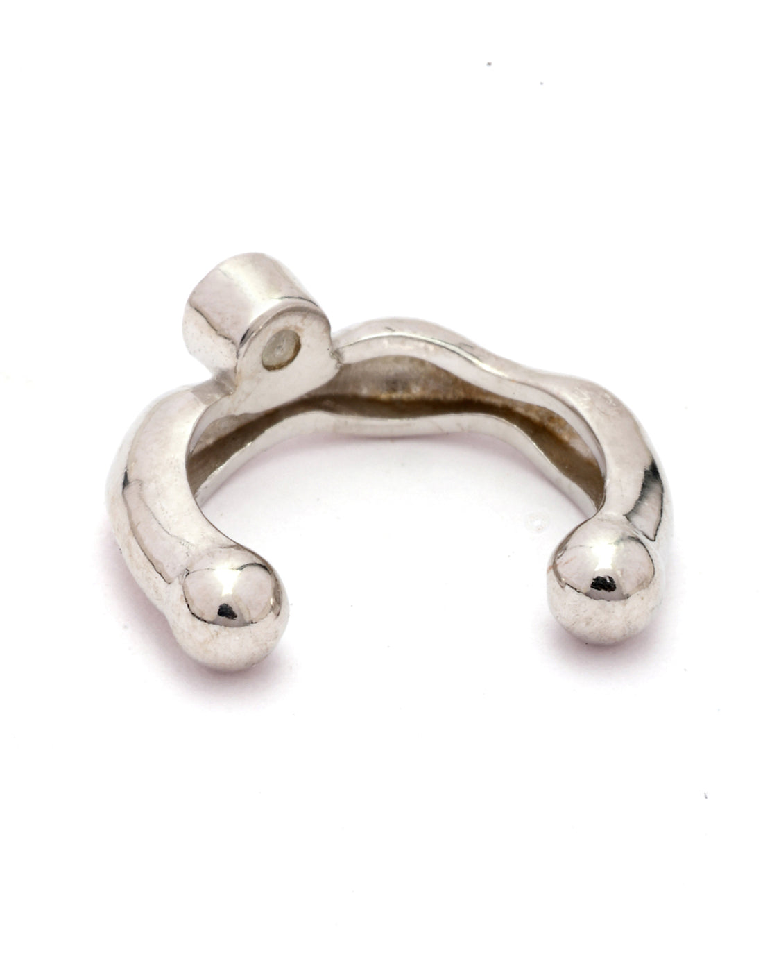 Rhodium Plated CZ Ear Cuff Earring