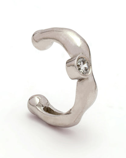 Rhodium Plated CZ Ear Cuff Earring