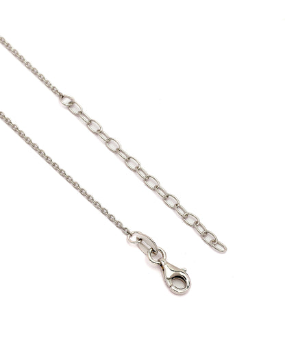 925 Sterling Silver Rhodium Plated Red CZ Lotus Pendant and Chain