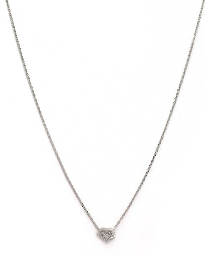 925 Sterling Silver Rhodium Plated CZ Heart with Infinity Necklace