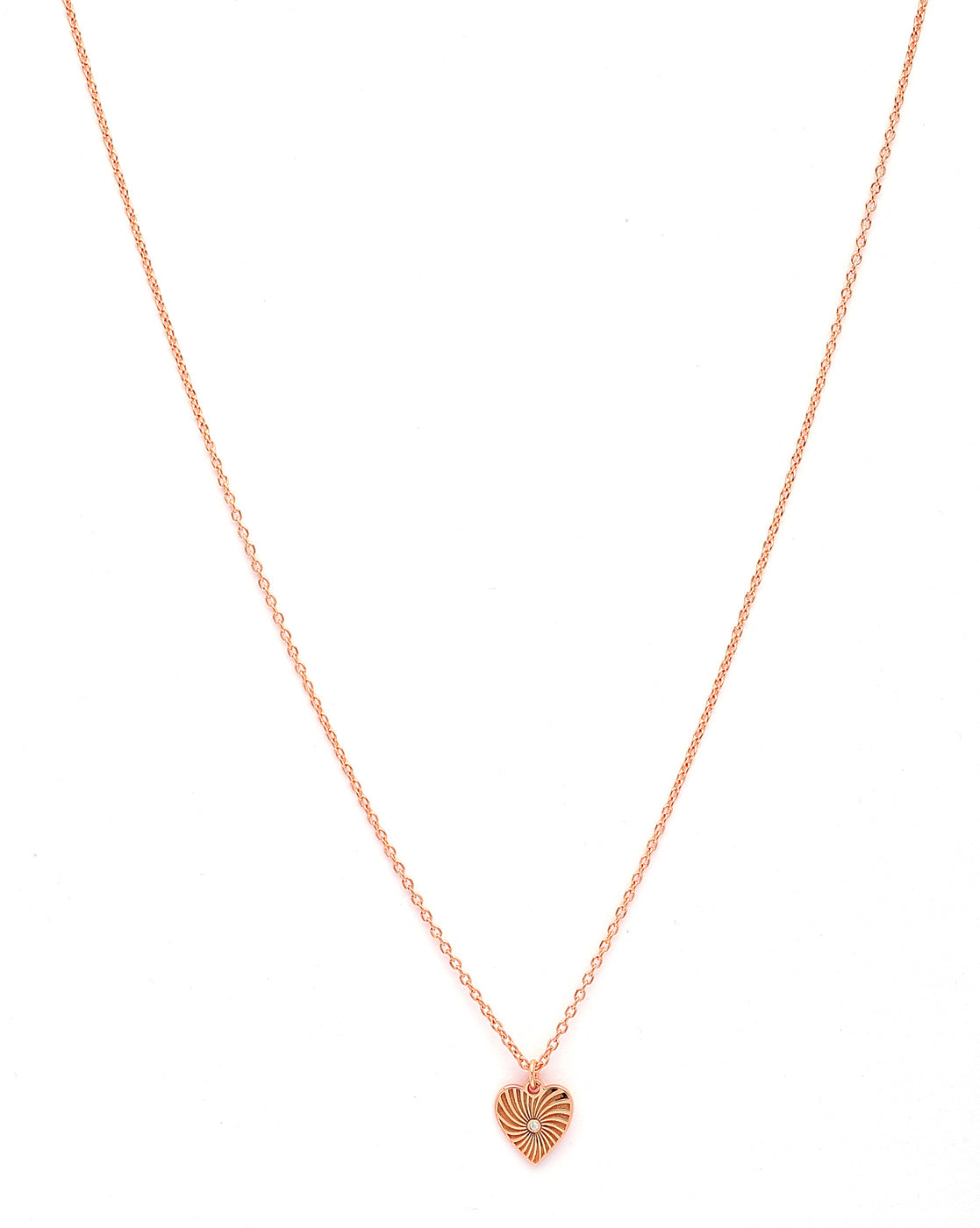 925 Sterling Silver 18kt Rose Gold Plated CZ Heart Pendant and Chain