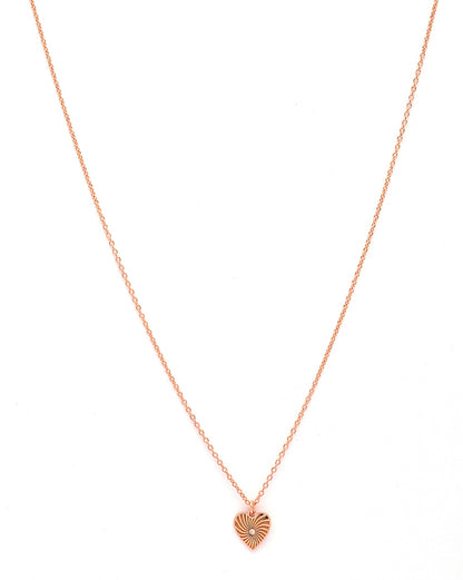925 Sterling Silver 18kt Rose Gold Plated CZ Heart Pendant and Chain