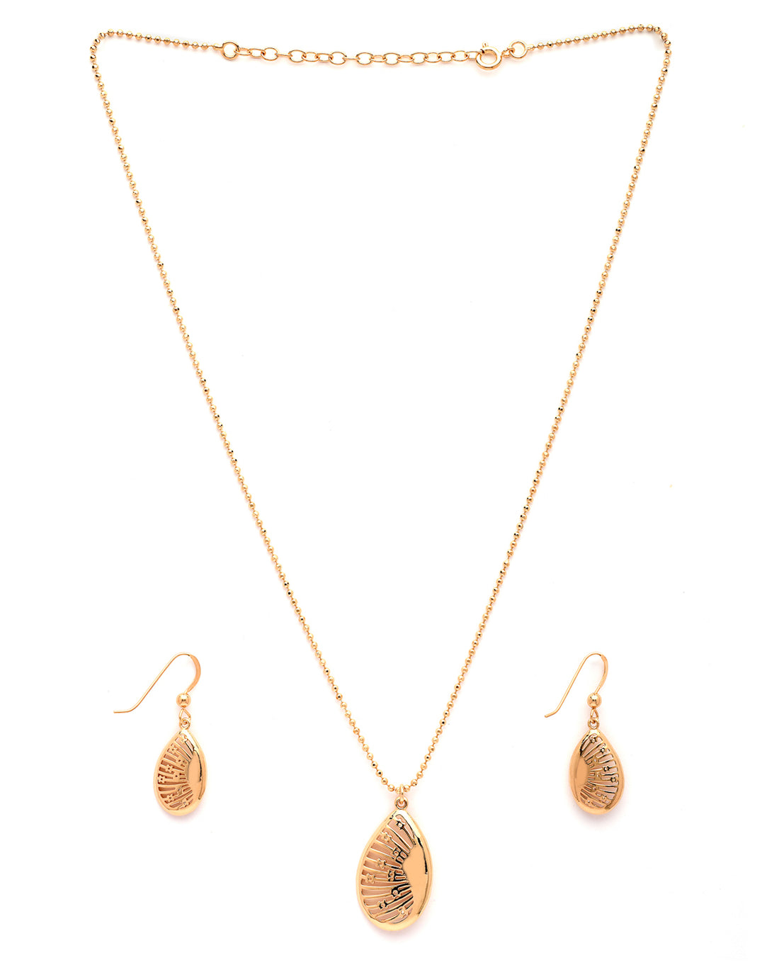 18kt Rose Gold Plated CZ Leaf Necklace and Earring Set