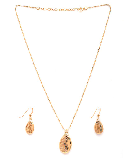 18kt Rose Gold Plated CZ Leaf Necklace and Earring Set