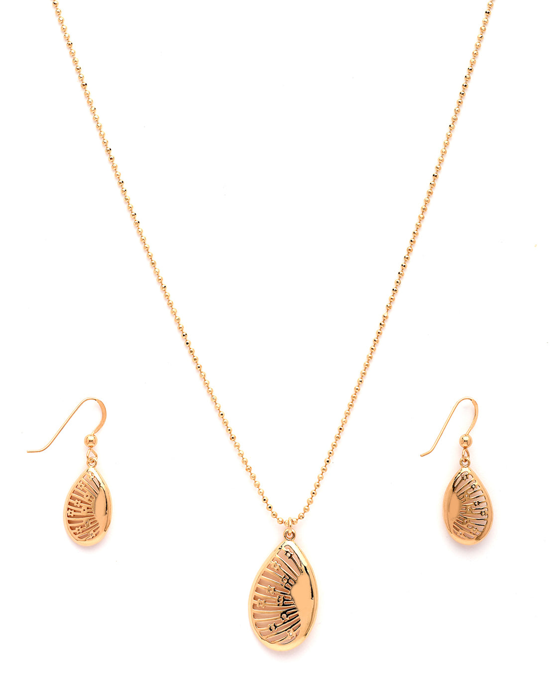 18kt Rose Gold Plated CZ Leaf Necklace and Earring Set