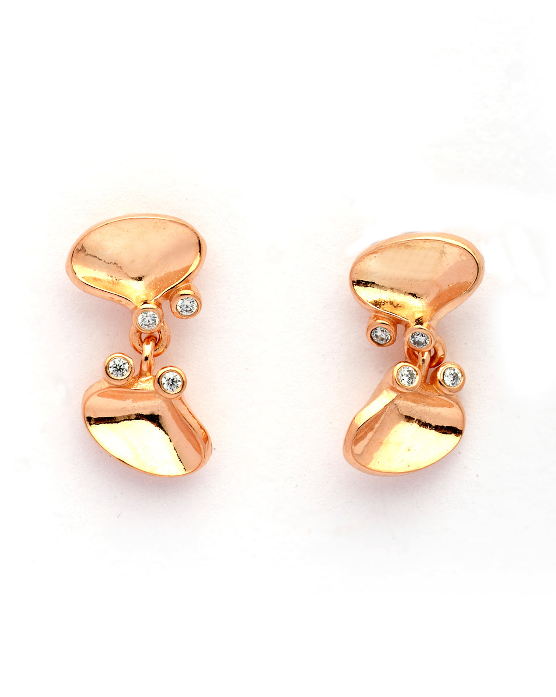 18kt Rose Gold Plated CZ Contemporary Necklace and Earring Set