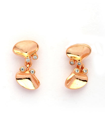 18kt Rose Gold Plated CZ Contemporary Necklace and Earring Set