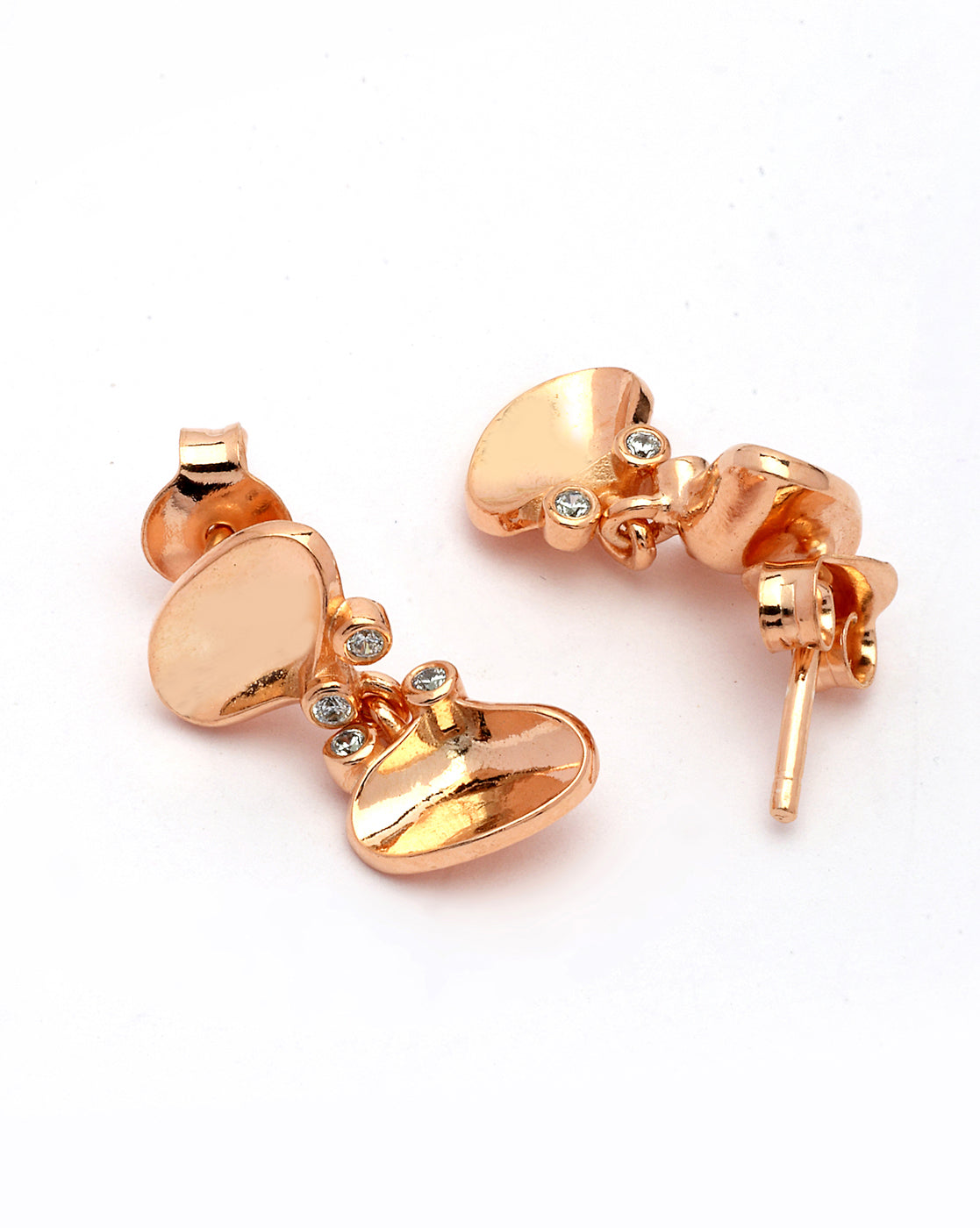 18kt Rose Gold Plated CZ Contemporary Necklace and Earring Set