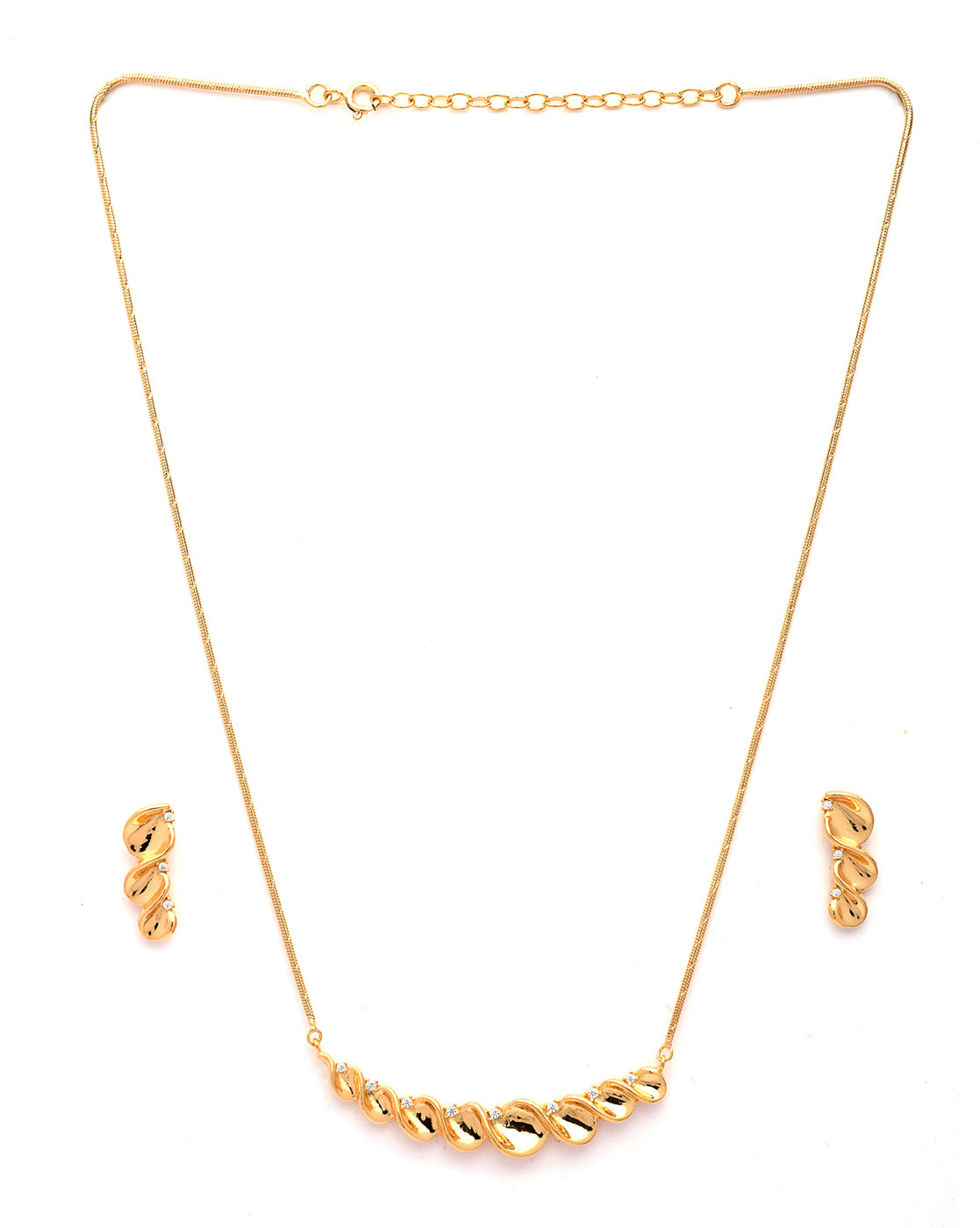18kt Gold Plated CZ Necklace and Earring Set