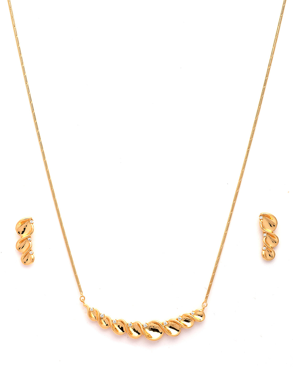 18kt Gold Plated CZ Necklace and Earring Set