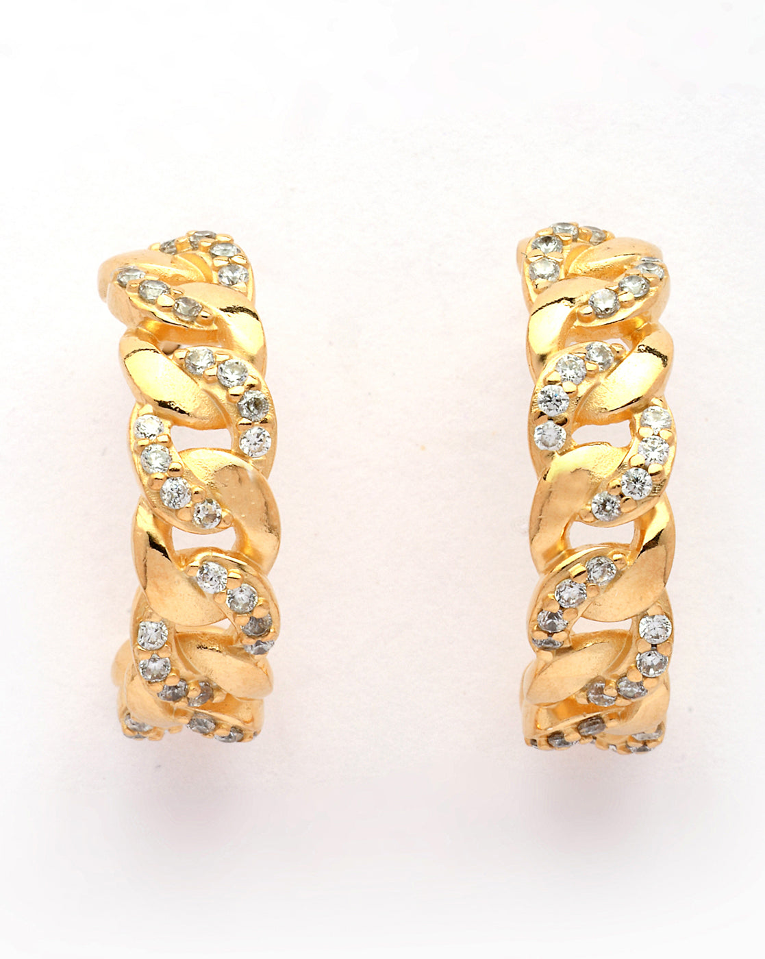 18kt Gold Plated CZ Necklace and Half Hoop Earring Set