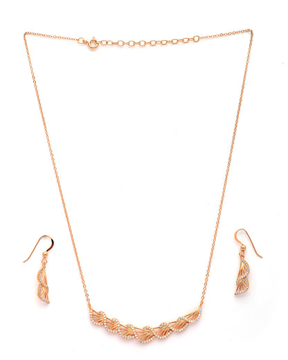 18kt Rose Gold Plated CZ Statement Necklace and Earring Set