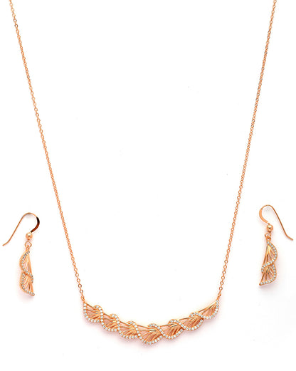 18kt Rose Gold Plated CZ Statement Necklace and Earring Set