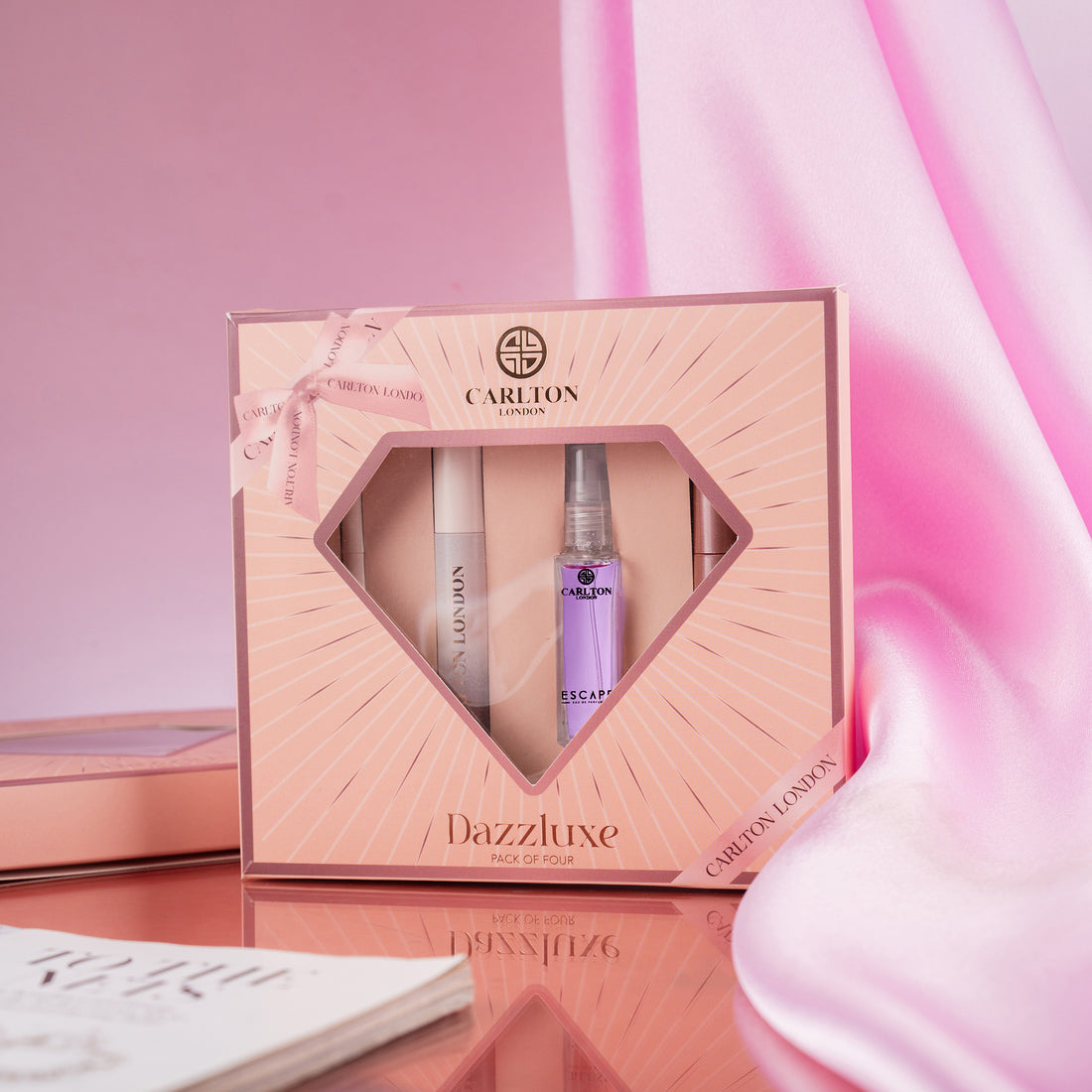 Carlton London Cosmetic DAZZLUXE Gift Set With Lipstick, Perfume, Eyeliner & Kajal (Pack of 4)