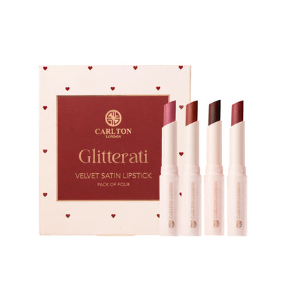 Carlton London Glitterati Satin Lipstick Smudge-Proof Long Lasting Highly Pigmented Set Of - 4