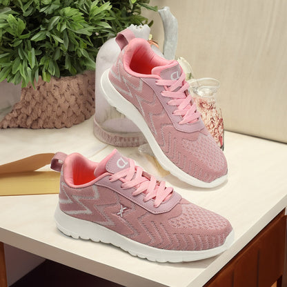 Women Printed Lightweight Mesh Contrast Sole Sneakers