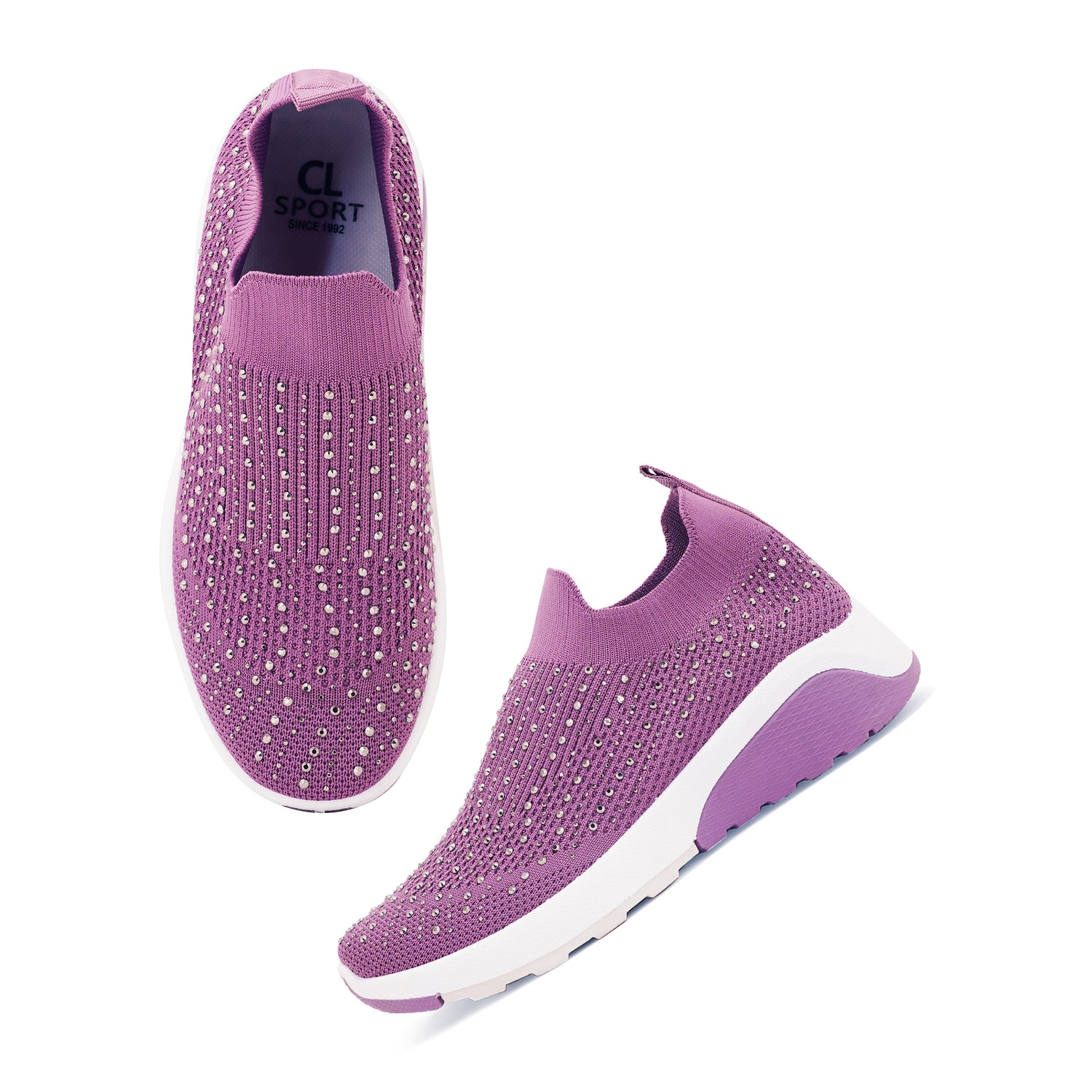 Women Embellished Flyknit Lightweight Slip-On Sneakers