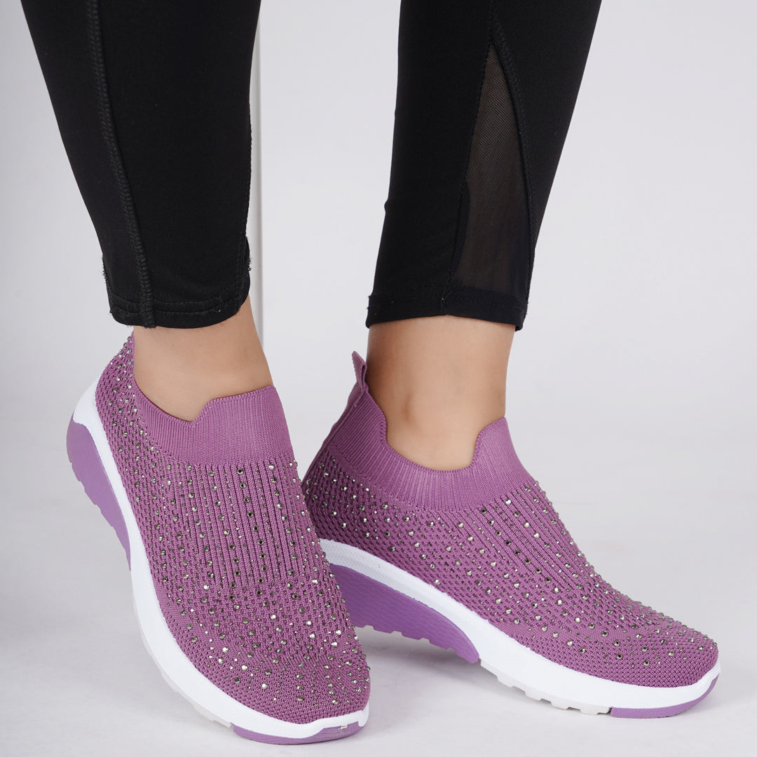Women Embellished Flyknit Lightweight Slip-On Sneakers