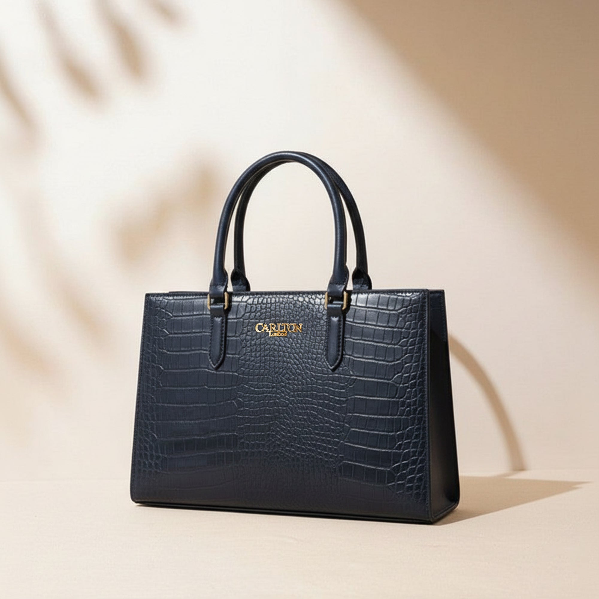 Carlton London Navy Croc Textured Structured Bag  CLLP 817 Navy