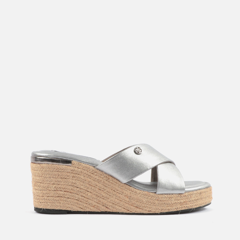 Grey low wedge outlet sandals