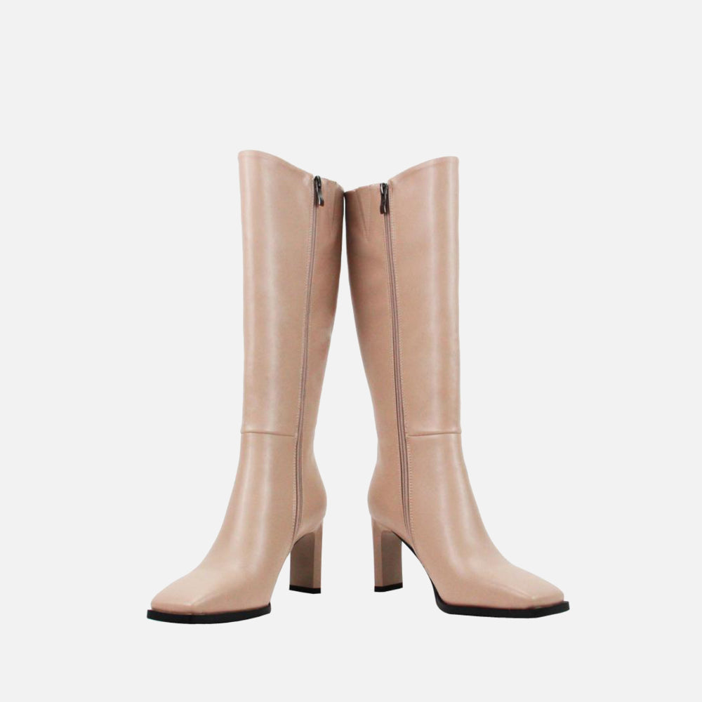 Knee length high heel boots deals