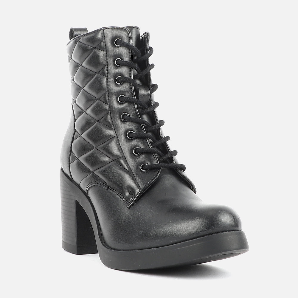 Women Ankle Lace Up Mid Heel Boot
