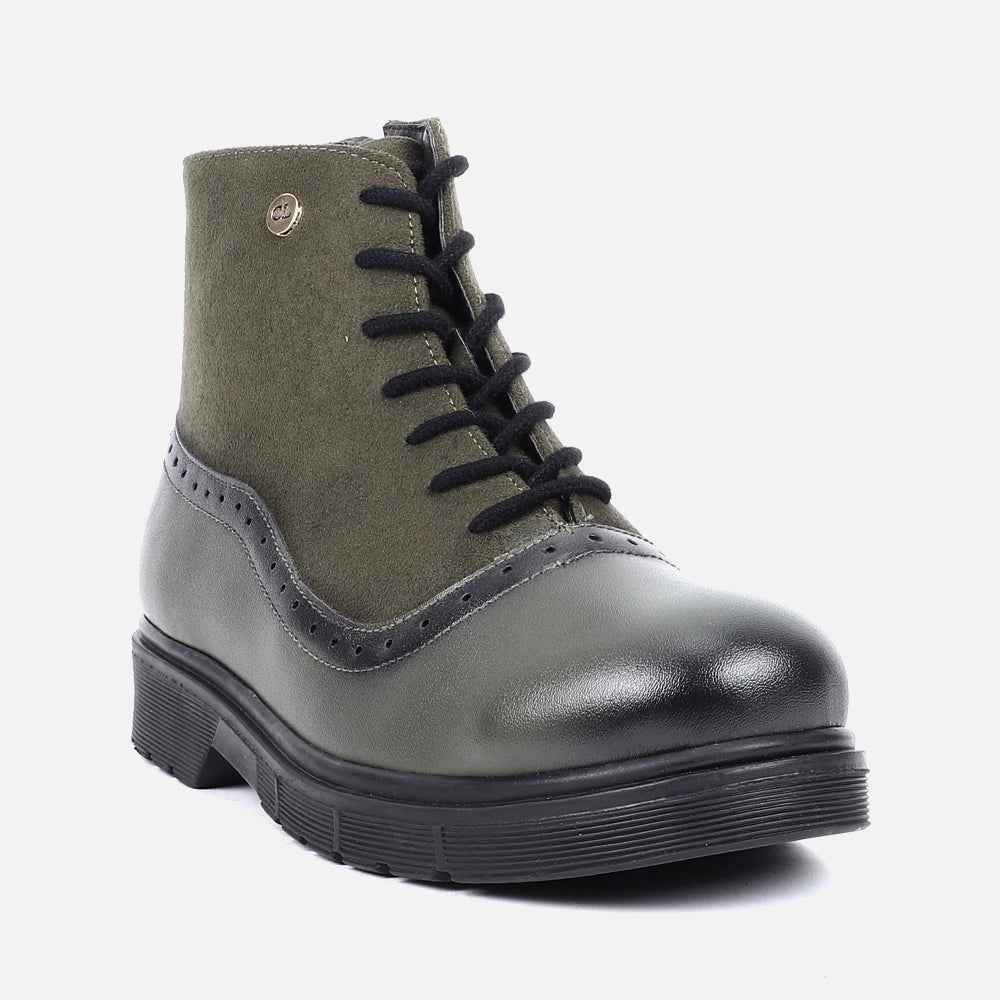 Gray ankle clearance boots low heel