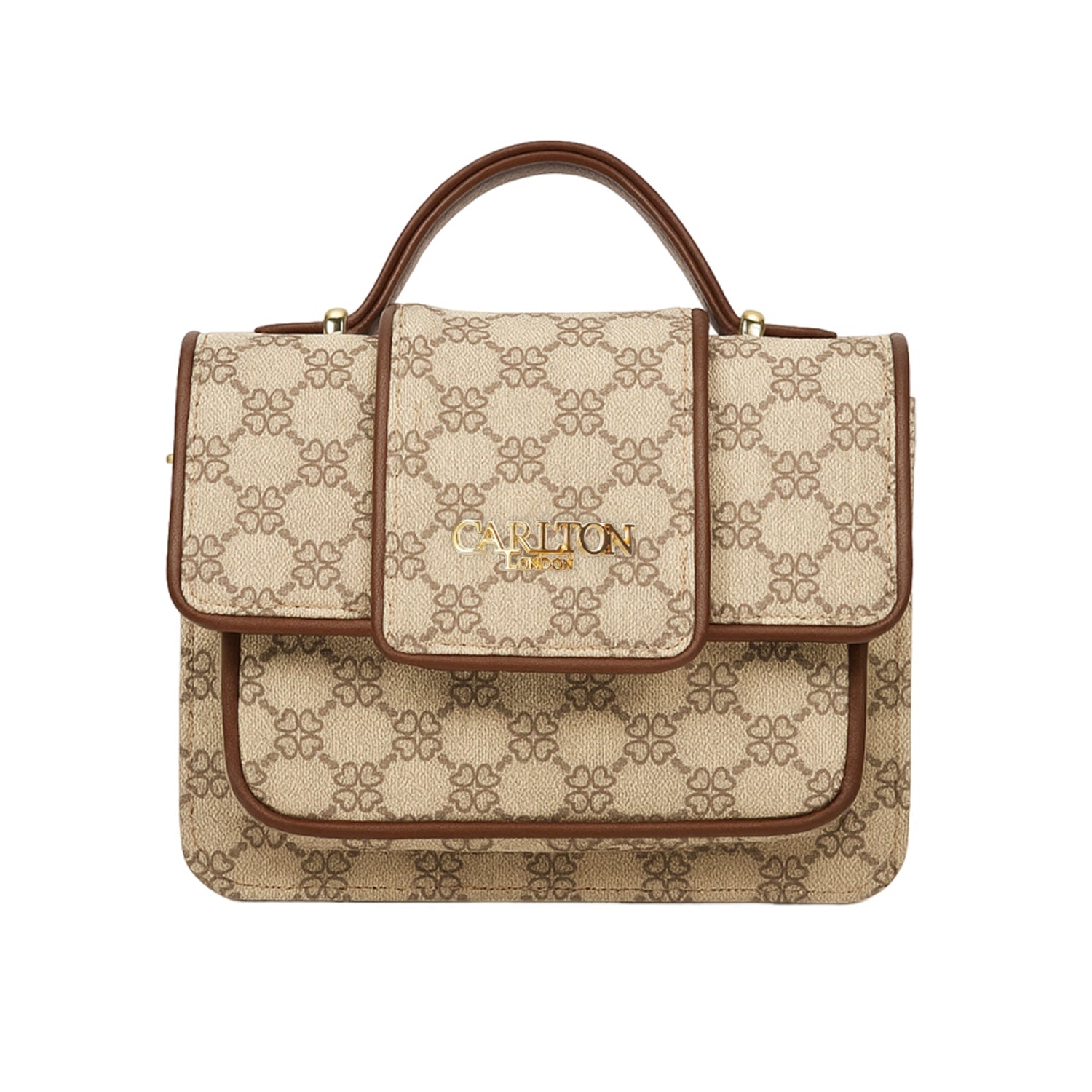 Carlton London Eleonara Black &amp; Gold Trim Structured Handbag  CLLP 986 CREAM_