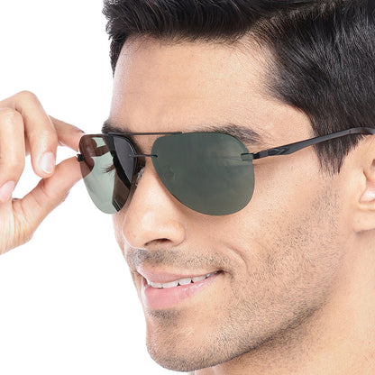 Carlton London Premium Black &amp; Green Toned Polarised And Uv Protected Lens Aviator Sunglasses For Men