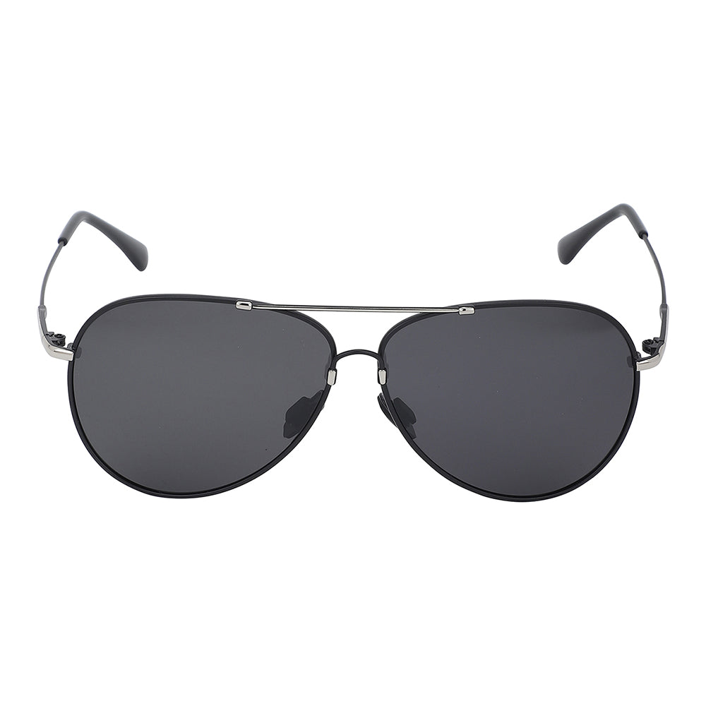 Carlton London Premium Silver &amp; Black Toned Polarised And Uv Protected Lens Aviator Sunglasses For Men