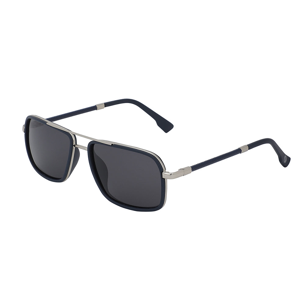 Carlton London Premium Silver &amp; Blue Toned Polarised And Uv Protected Lens Rectangle Sunglasses For Men