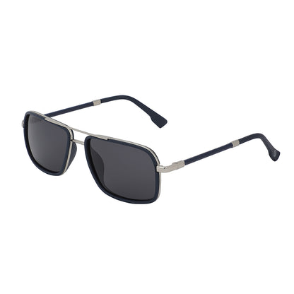 Carlton London Premium Silver &amp; Blue Toned Polarised And Uv Protected Lens Rectangle Sunglasses For Men