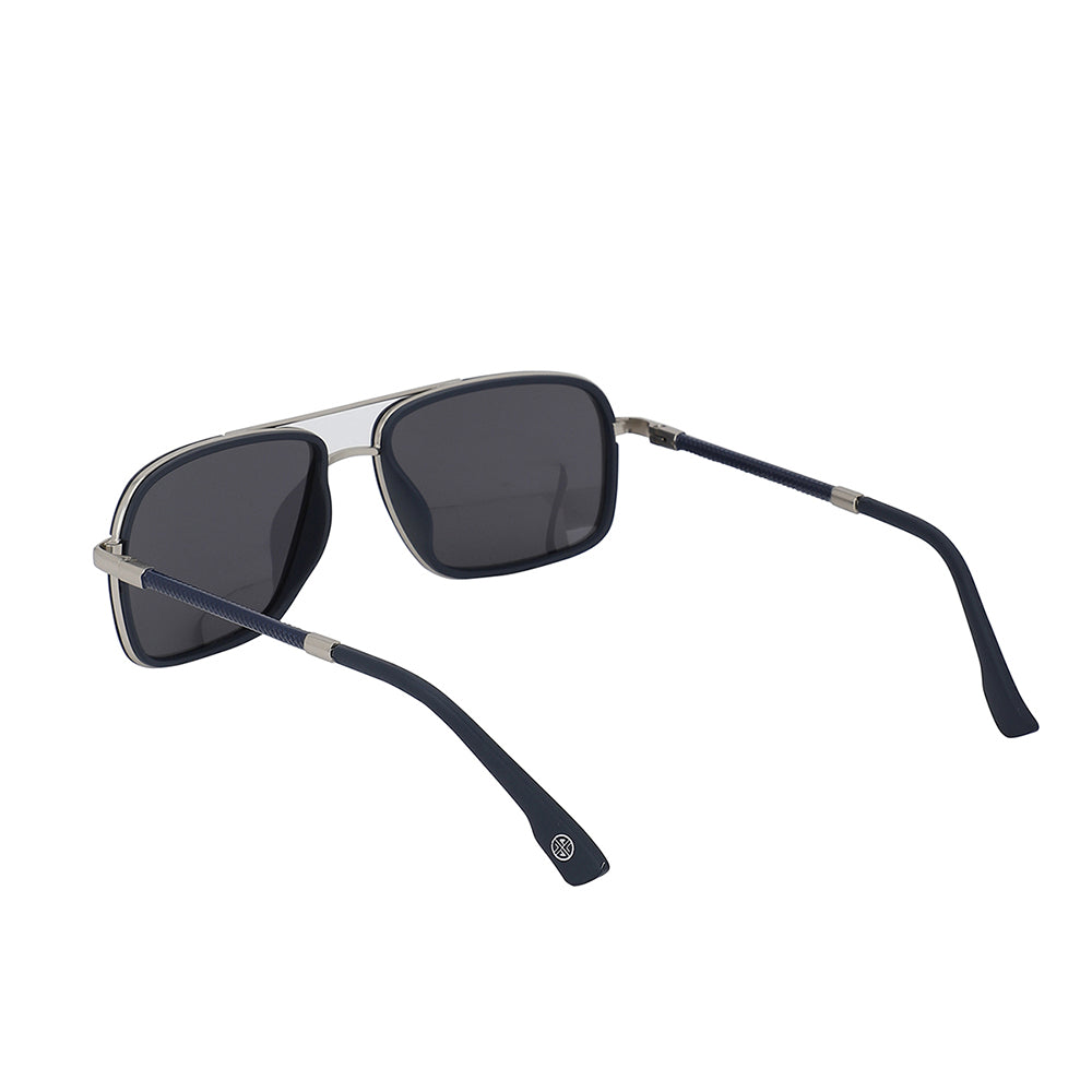 Carlton London Premium Silver &amp; Blue Toned Polarised And Uv Protected Lens Rectangle Sunglasses For Men