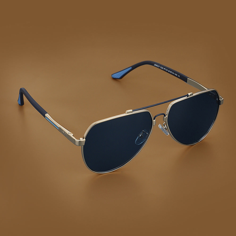 Carlton London Premium Gold &amp; Blue Toned Polarised And Uv Protected Lens Aviator Sunglasses For Men