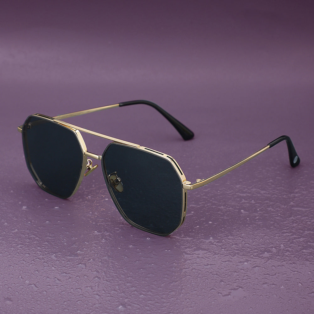 Carlton London Premium Gold &amp; Black Toned Polarised And Uv Protected Lens Rectangle Sunglasses For Men