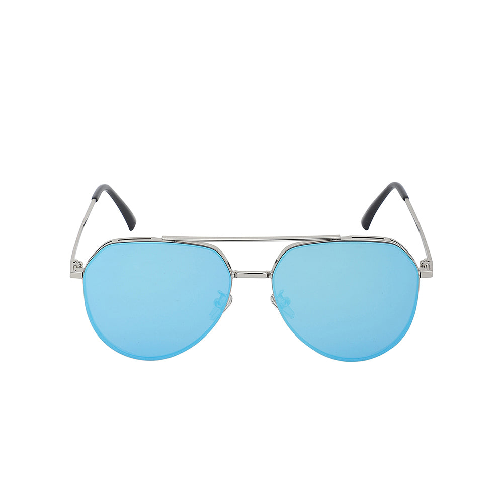 Carlton London Premium Silver &amp; Blue Toned Polarised and UV Protected Lens Aviator Sunglasses For Men