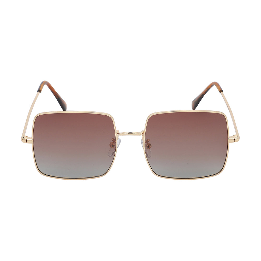 Carlton London Premium Gold & Brown Toned Polarised And Uv Protected Lens Square Sunglasses For Men
