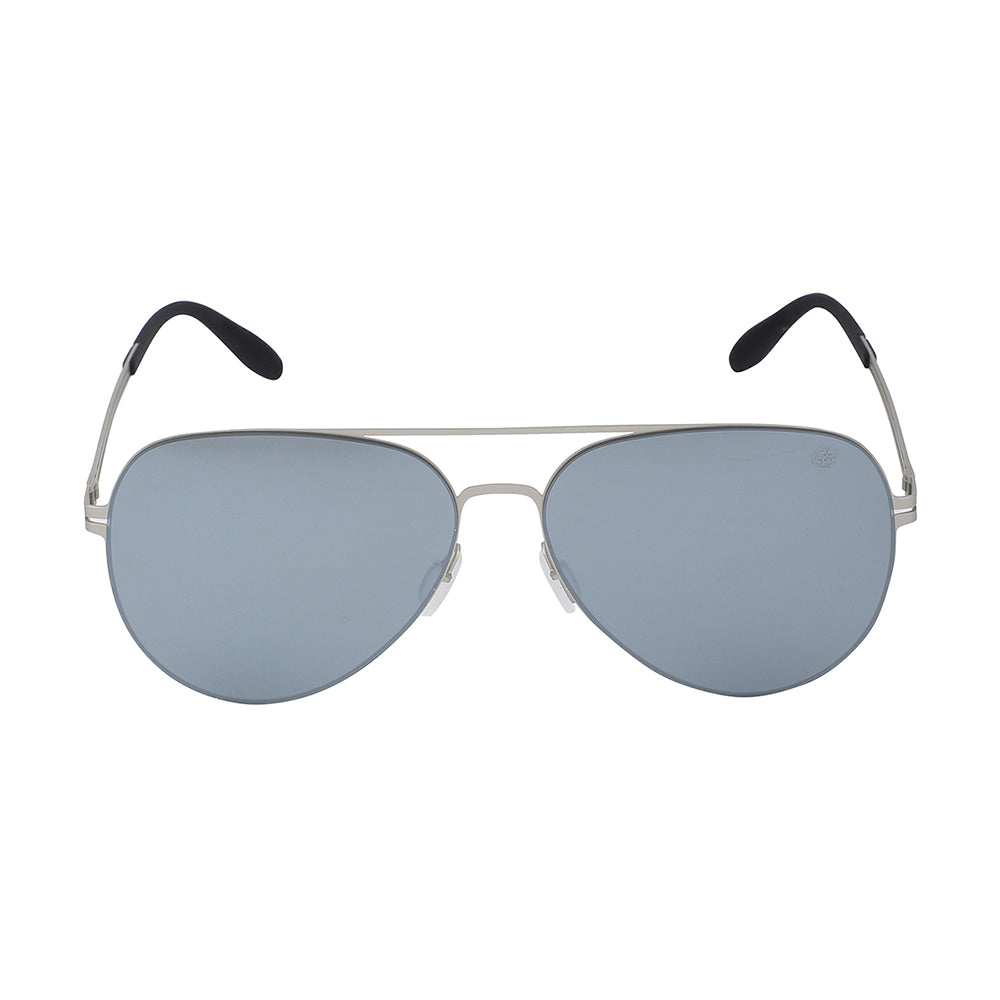 Carlton London Premium Silver &amp; Black Toned Polarised and UV Protected Lens Aviator Sunglasses For Men
