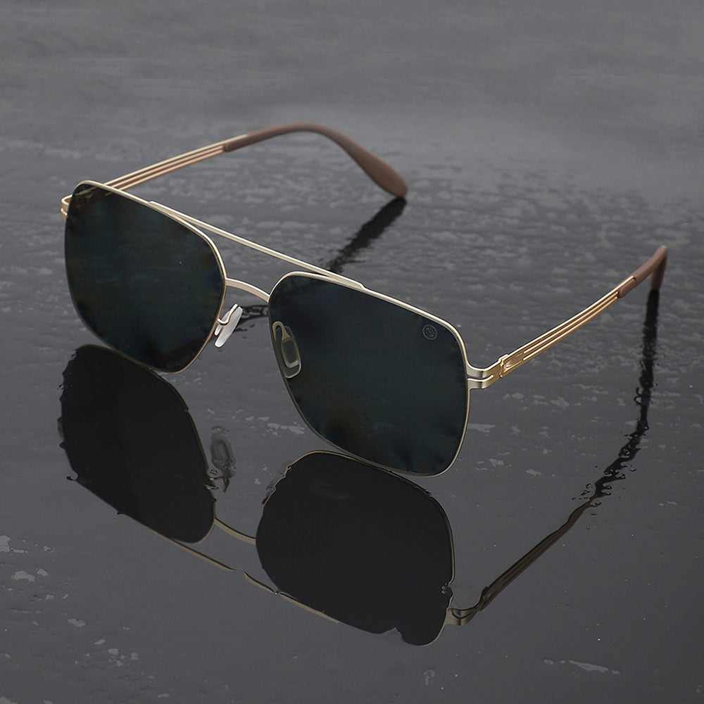 Carlton London Premium Gold &amp; Brown Toned Polarised And Uv Protected Lens Rectangle Sunglasses For Men