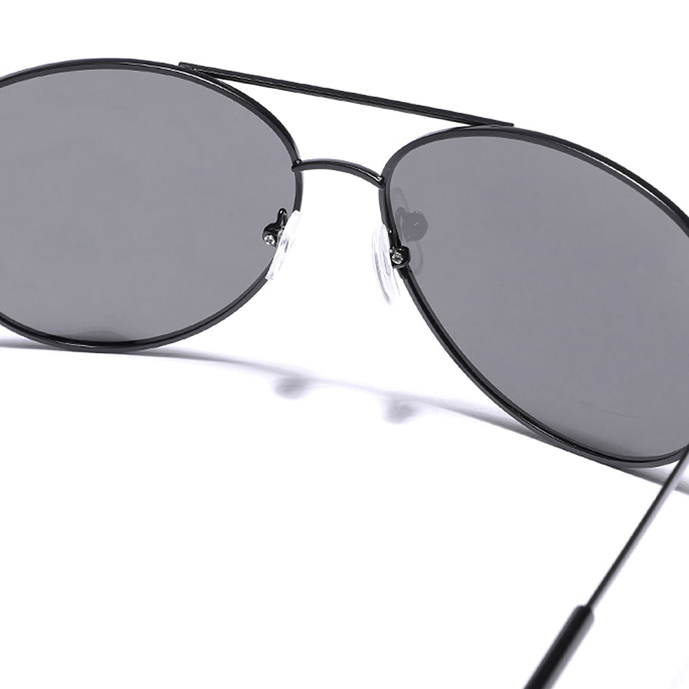 Black Narrow Flexible Round Tinted Sunglasses with Gray Sunwear Lenses -  Melo