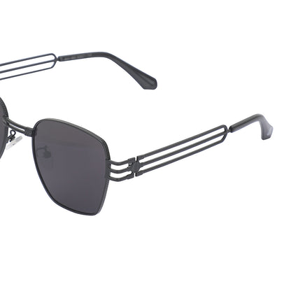 Carlton London Unisex Black Lens &amp; Black Rectangle Sunglasses