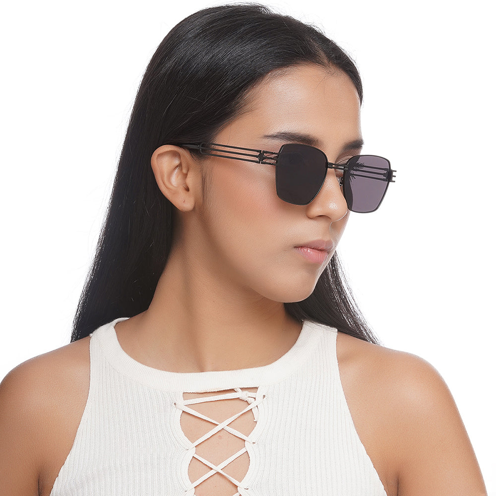 Extreme Thin Small Rectangle Sunglasses Neutral Colored Lens 49mm