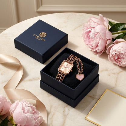 Gift Set Women - Victoria Watch &amp; Heart Charm -CLPLG145