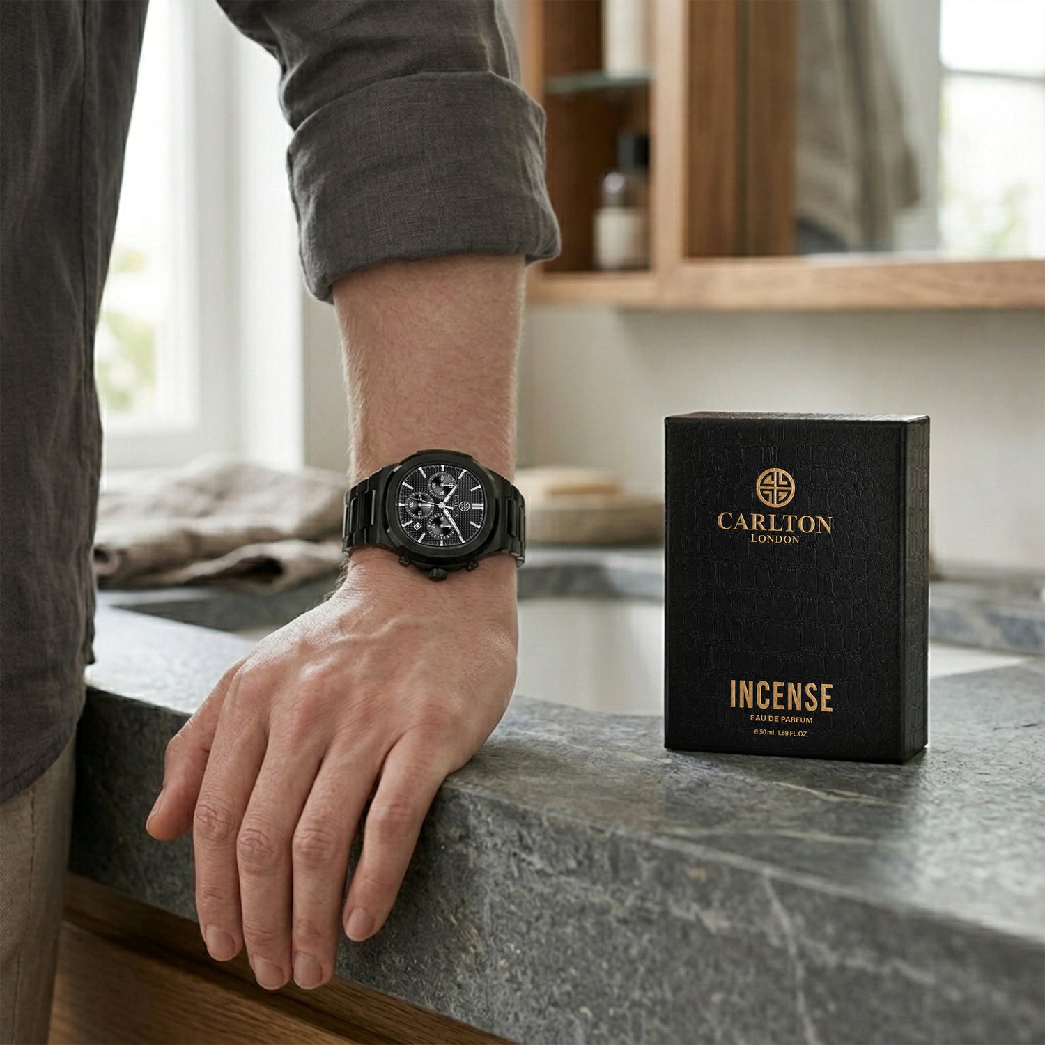 Gift Set Men - Parker Watch &amp; Incense Perfumre 50 ML -CLPLG144
