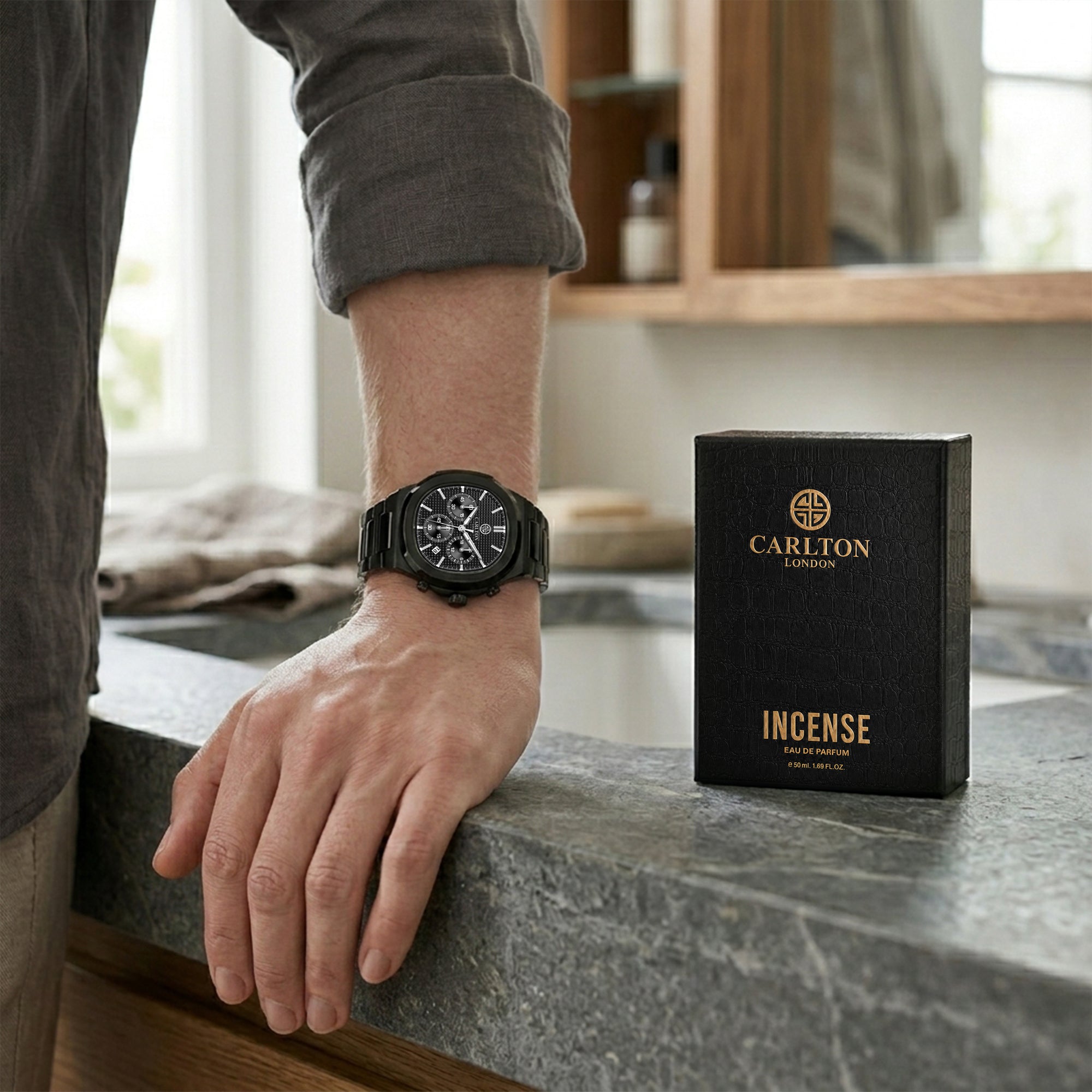 Gift Set Men - Parker Watch &amp; Incense Perfumre 50 ML -CLPLG144