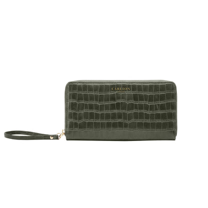 Carlton London Women Estelle Zip Around Textured Wallet with Gold Hardware
